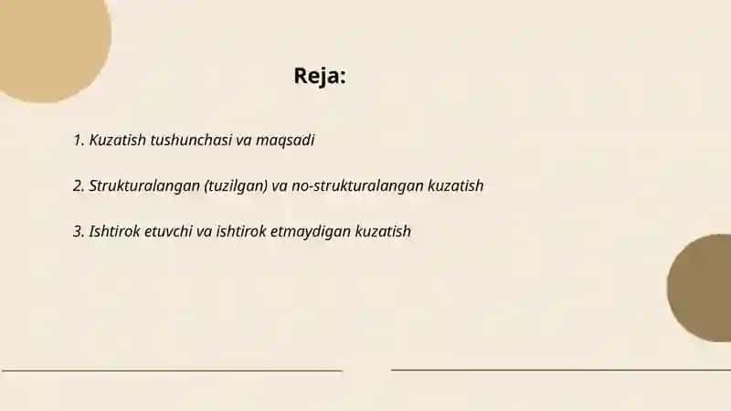 Kuzatish va uning turlari 2
