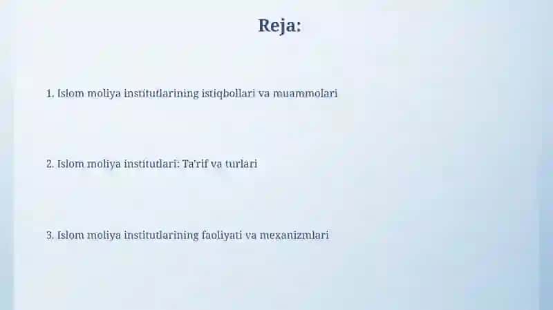 Islom moliyasi muassasalari 2