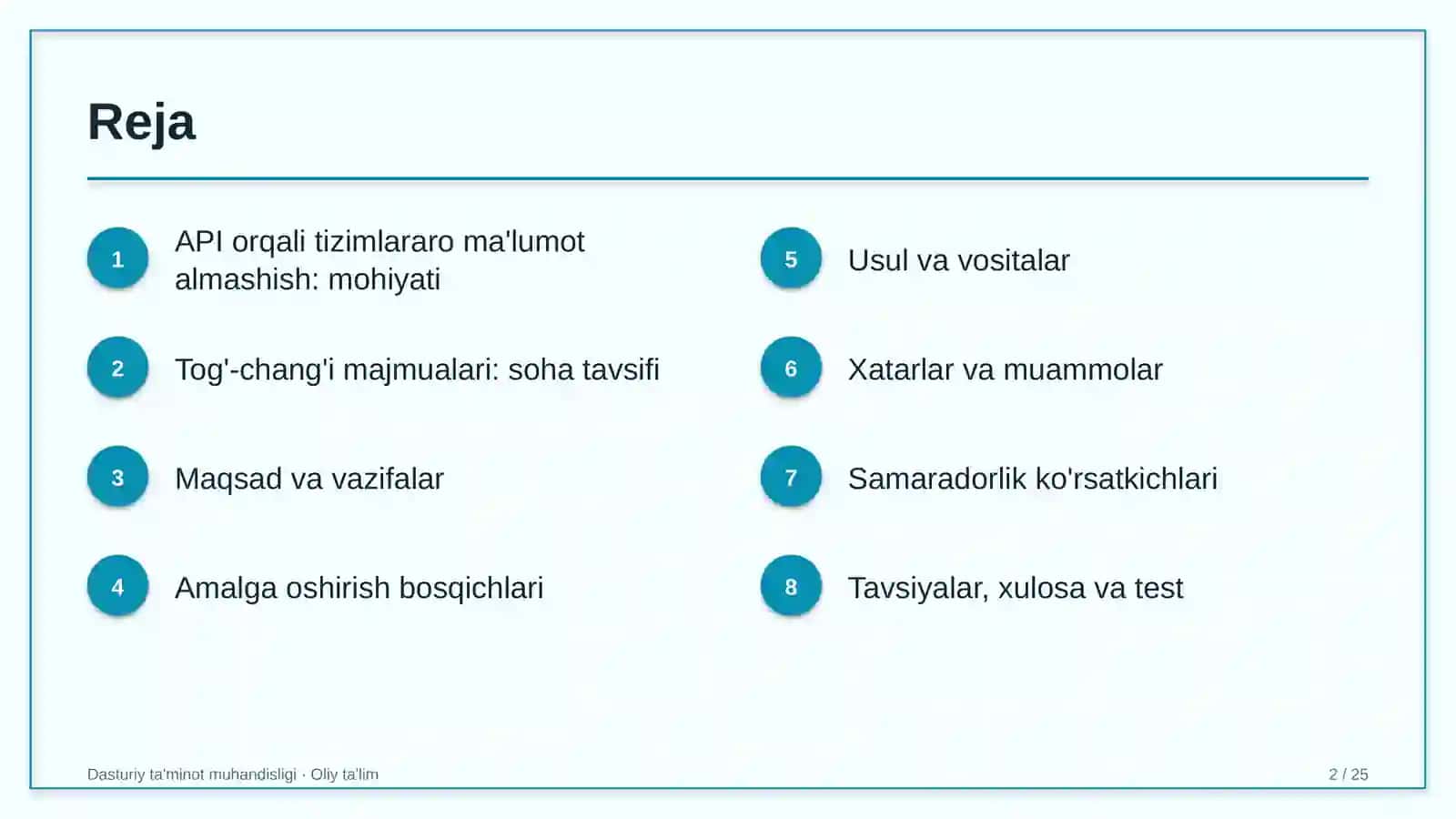 Tog'-chang'i majmualarida API orqali tizimlararo ma'lumot almashish 2