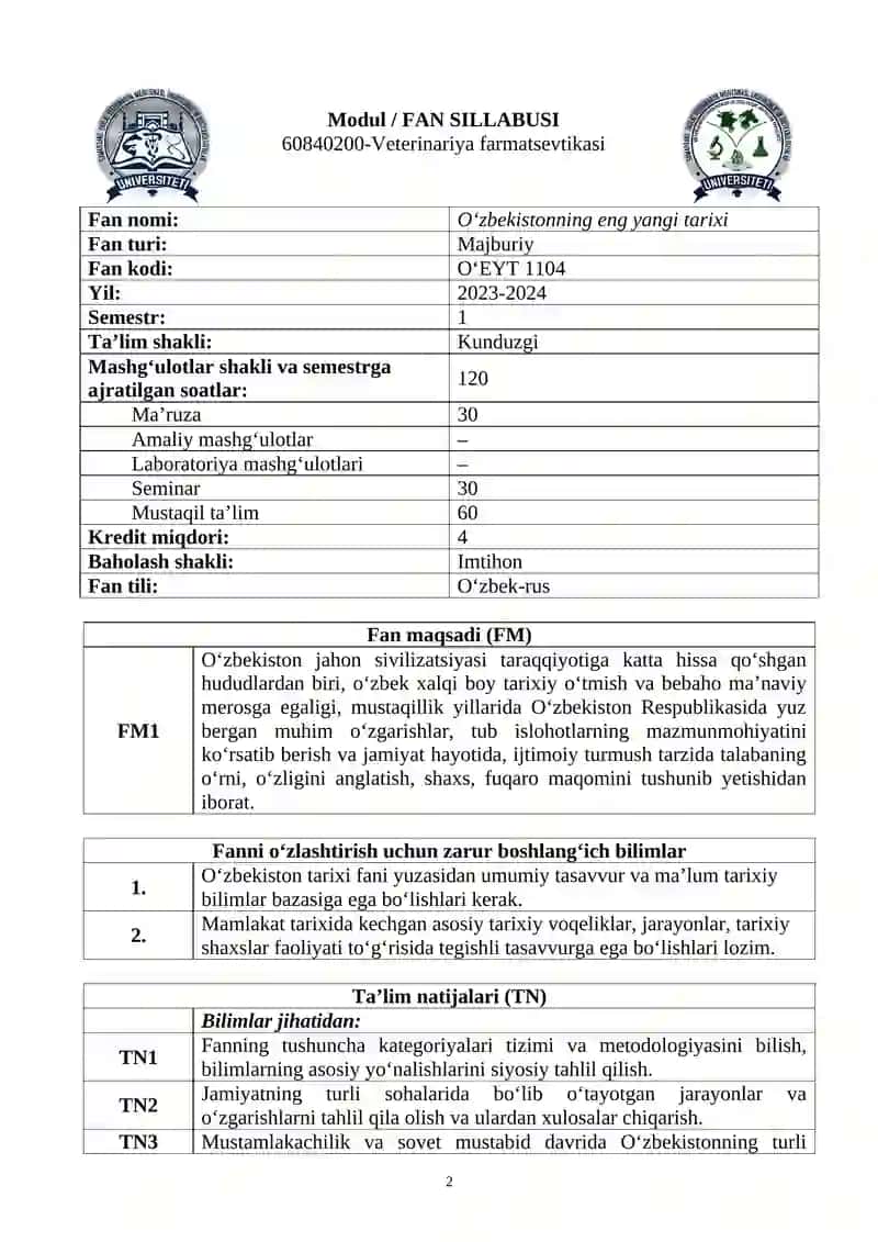 O‘zbekistonning eng yangi tarixi 2