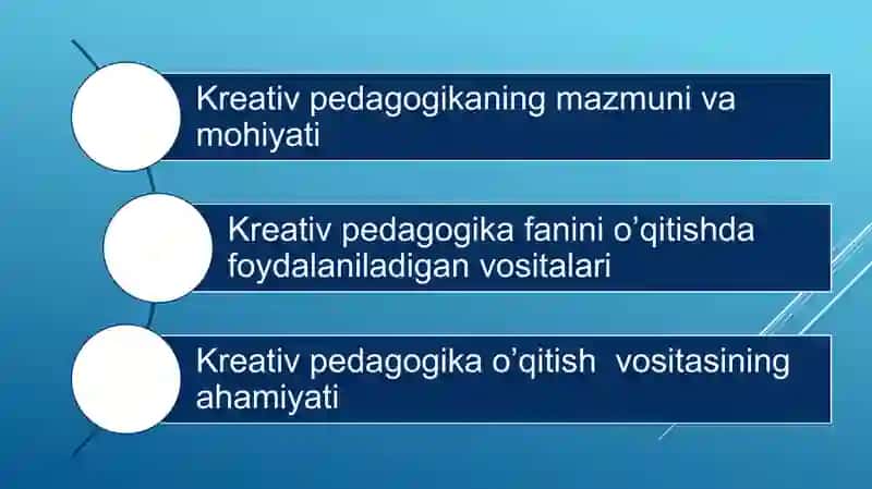 Kreativ pedagogika fanini o'qitish vositalari va ularning tasnifi. 2