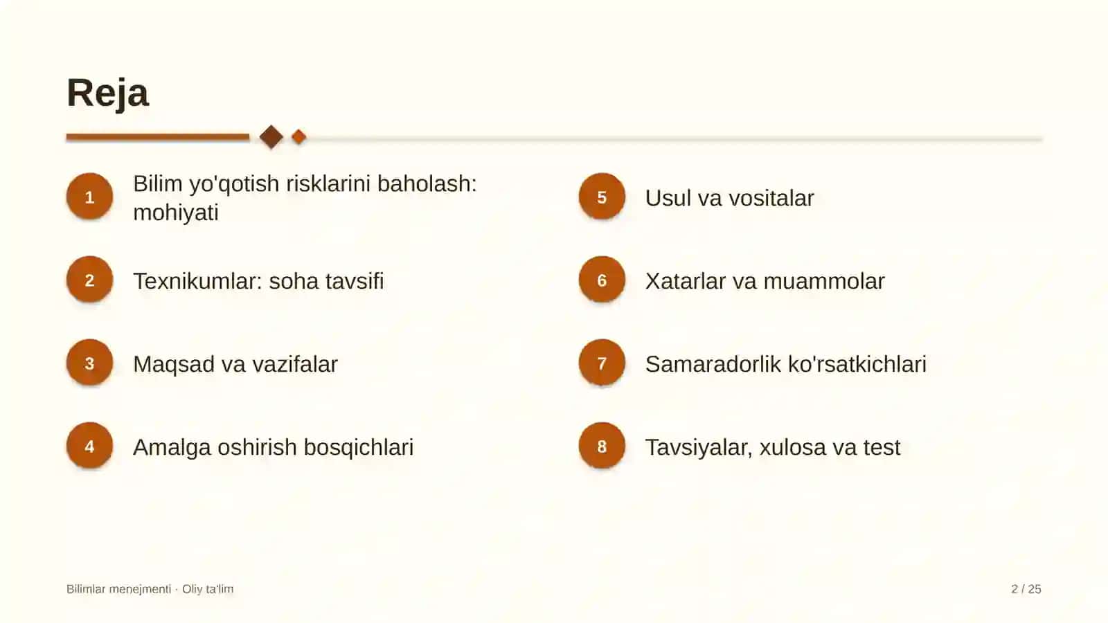 Texnikumlarda bilim yo'qotish risklarini baholash 2