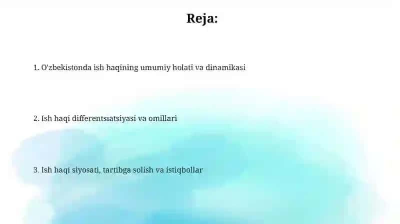 O’zbekiston Respublikasi Ish Haqqi Holati Tahlili 2