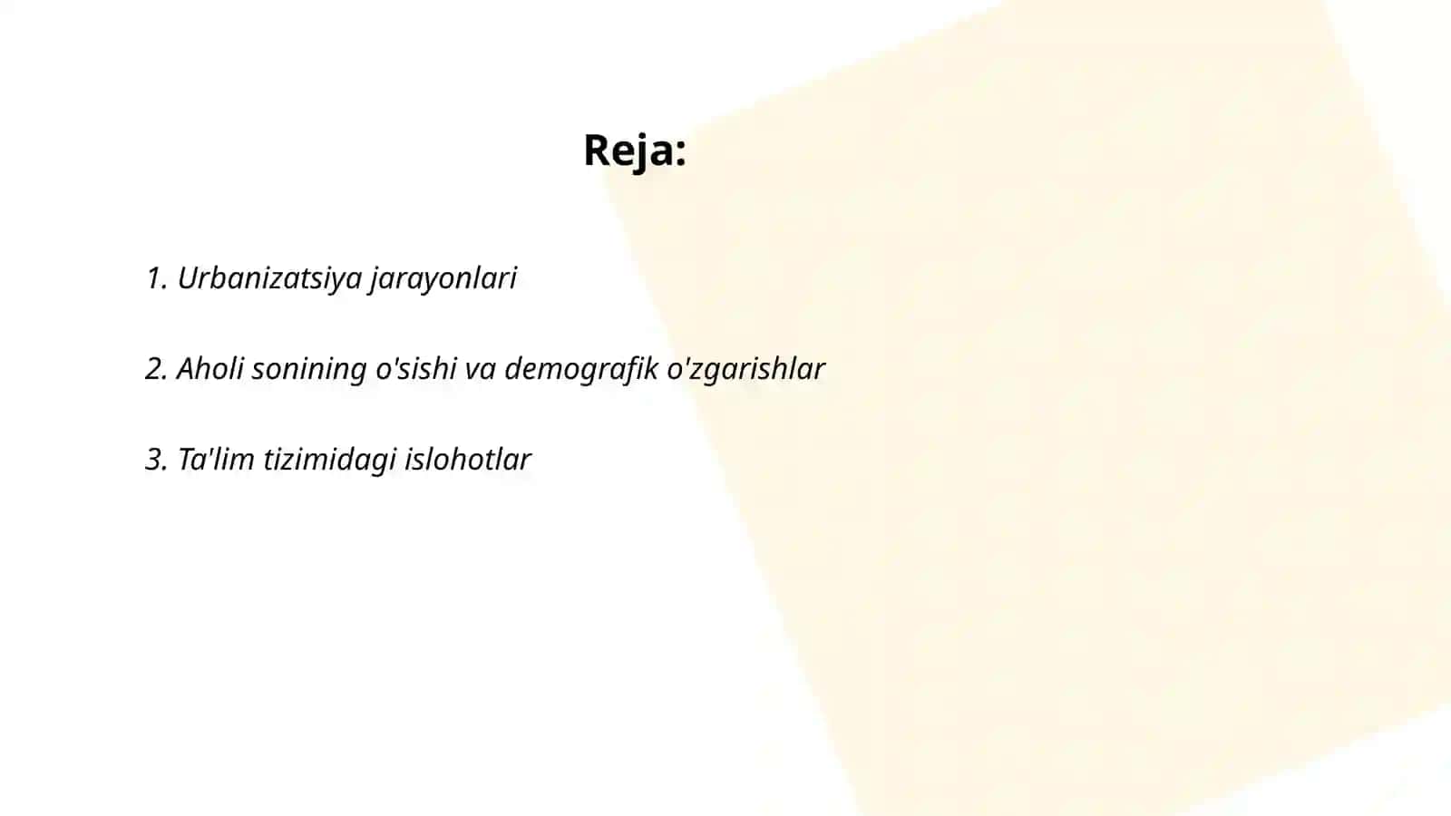Ta'limdagi islohotlar 2