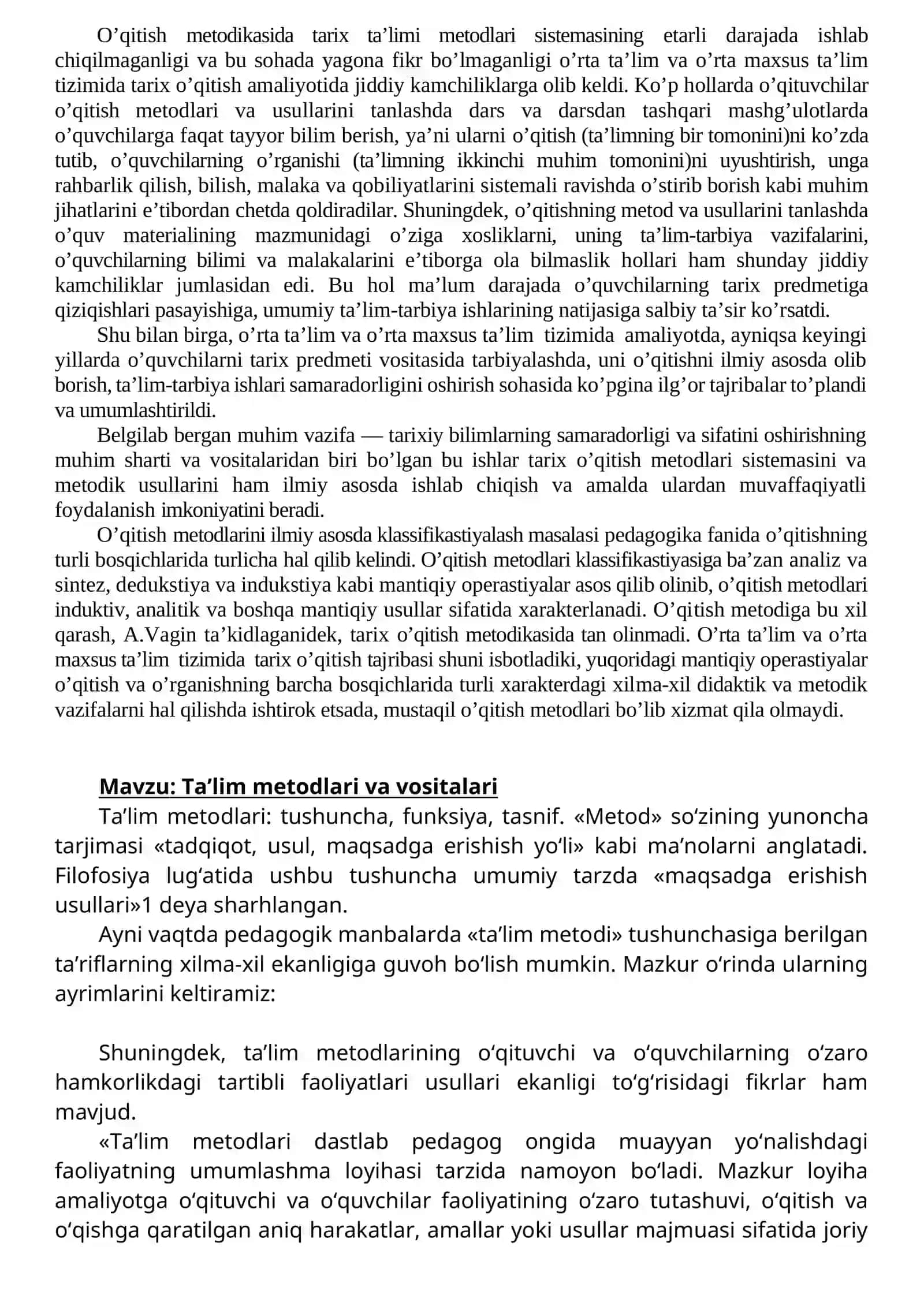 Noan’anaviy dars turlari va tashkil etish 2