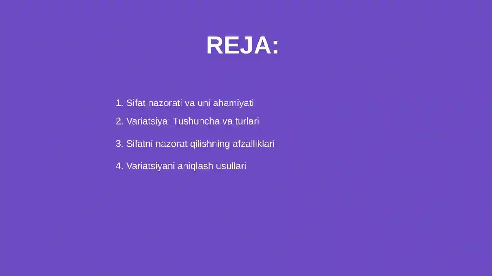 Sifat nazorati: Variatsiyani aniqlash va uni boshqarish 2