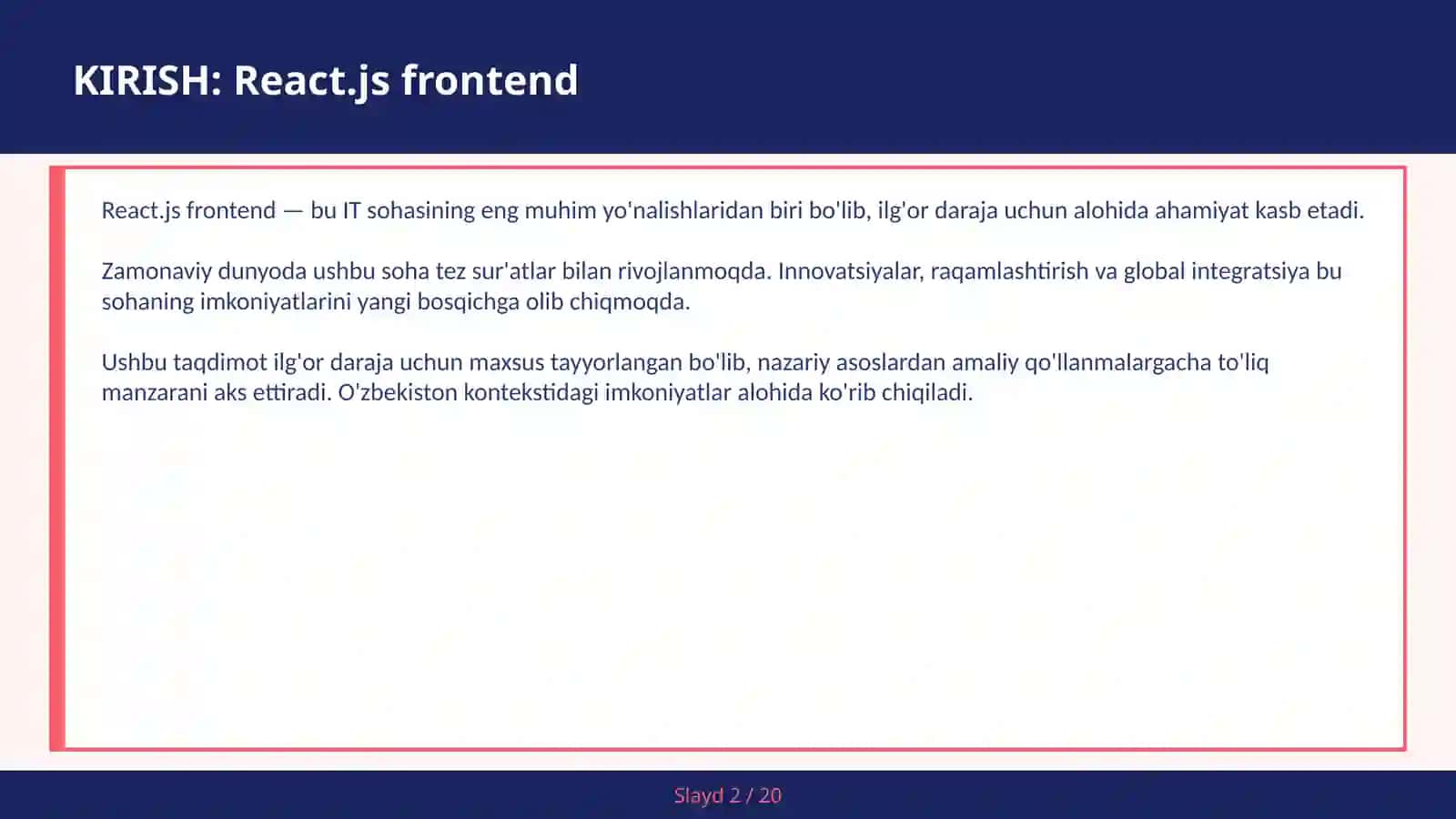 React.js Frontend 2
