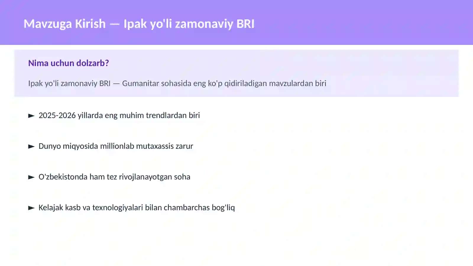 Ipak yo'li zamonaviy BRI 2