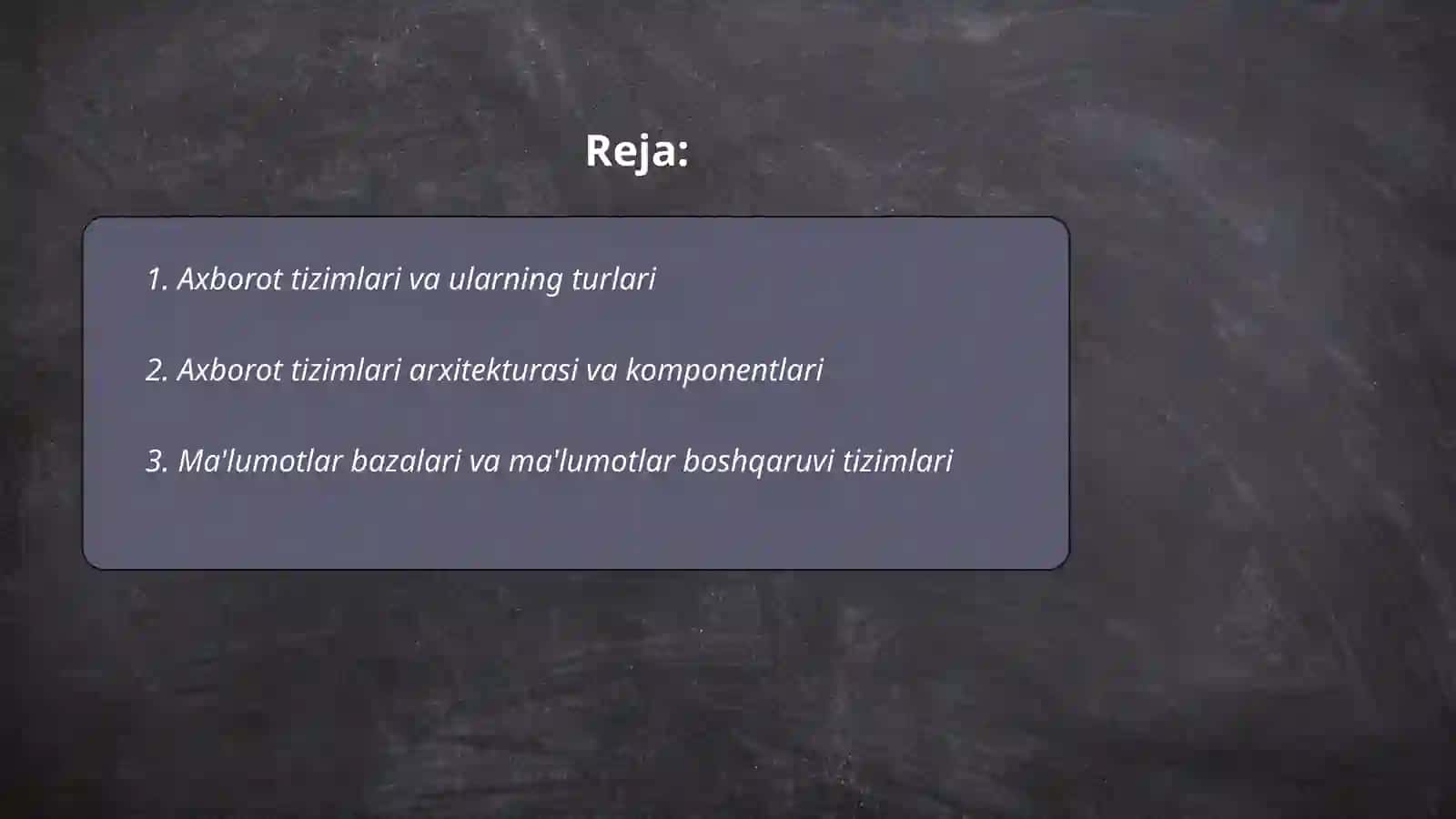 Axborot tizimlari 2