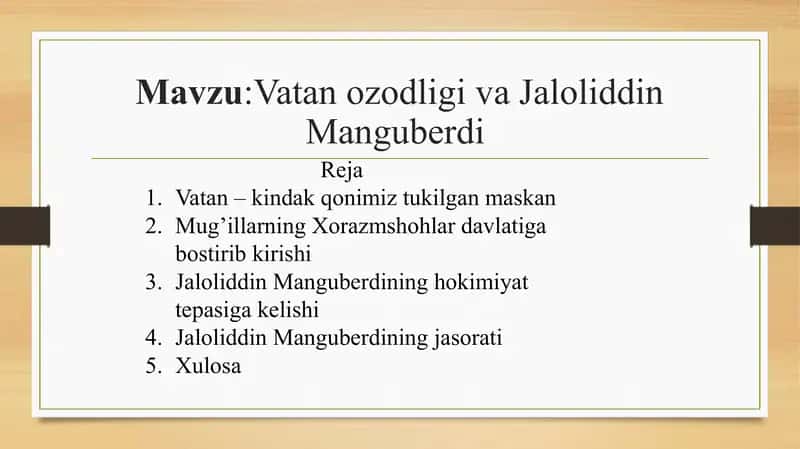 Vatanozodligi va Jaloliddin Manguberdi 2