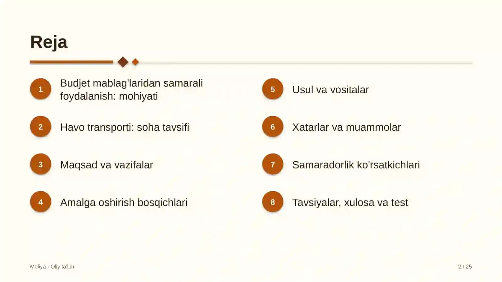 Havo transportida budjet mablag'laridan samarali foydalanish 2
