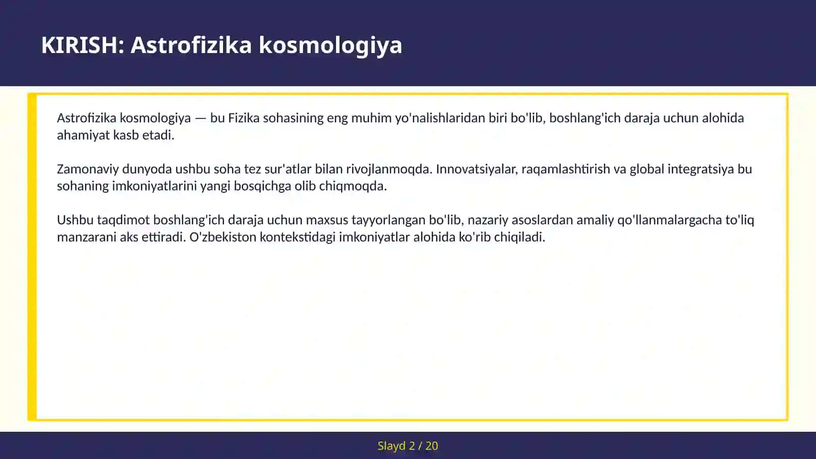 ASTROFIZIKA KOSMOLOGIYA 2