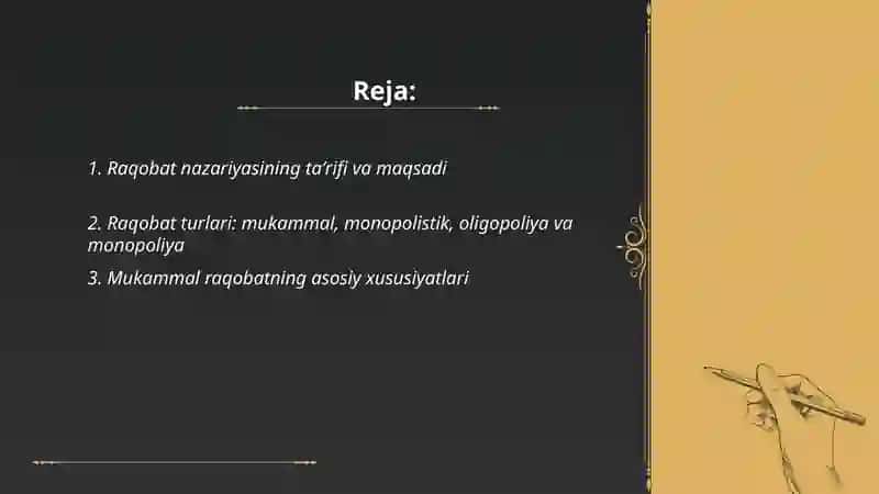Raqobat nazariyasi va uning asosiy xususiyatlari 2
