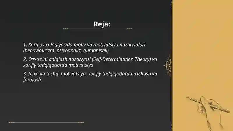 Xorij psixalogiyasida motiv va motivatsiya muammosi 2
