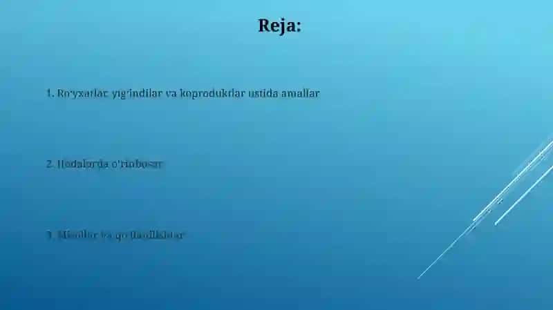 Ro’yxatlar ustida amallar 2