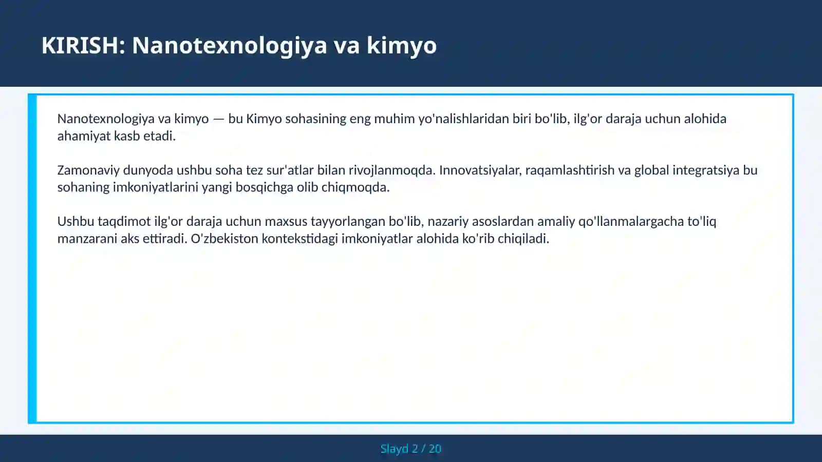 Nanotexnologiya va kimyo 2
