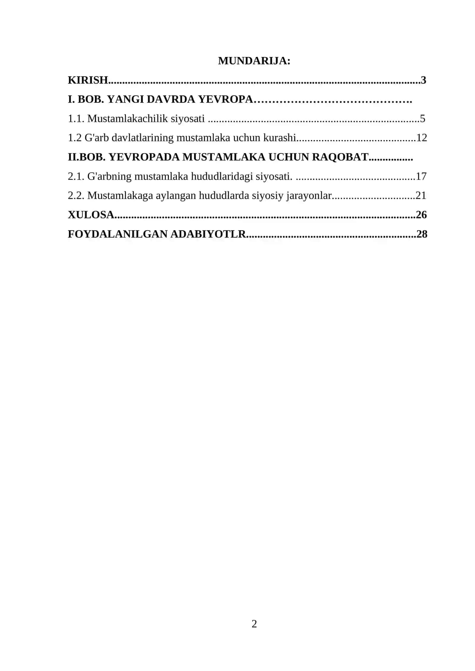 YEVROPA DAVLATLARINING MUSTAMLAKALAR UCHUN KURASHI 2