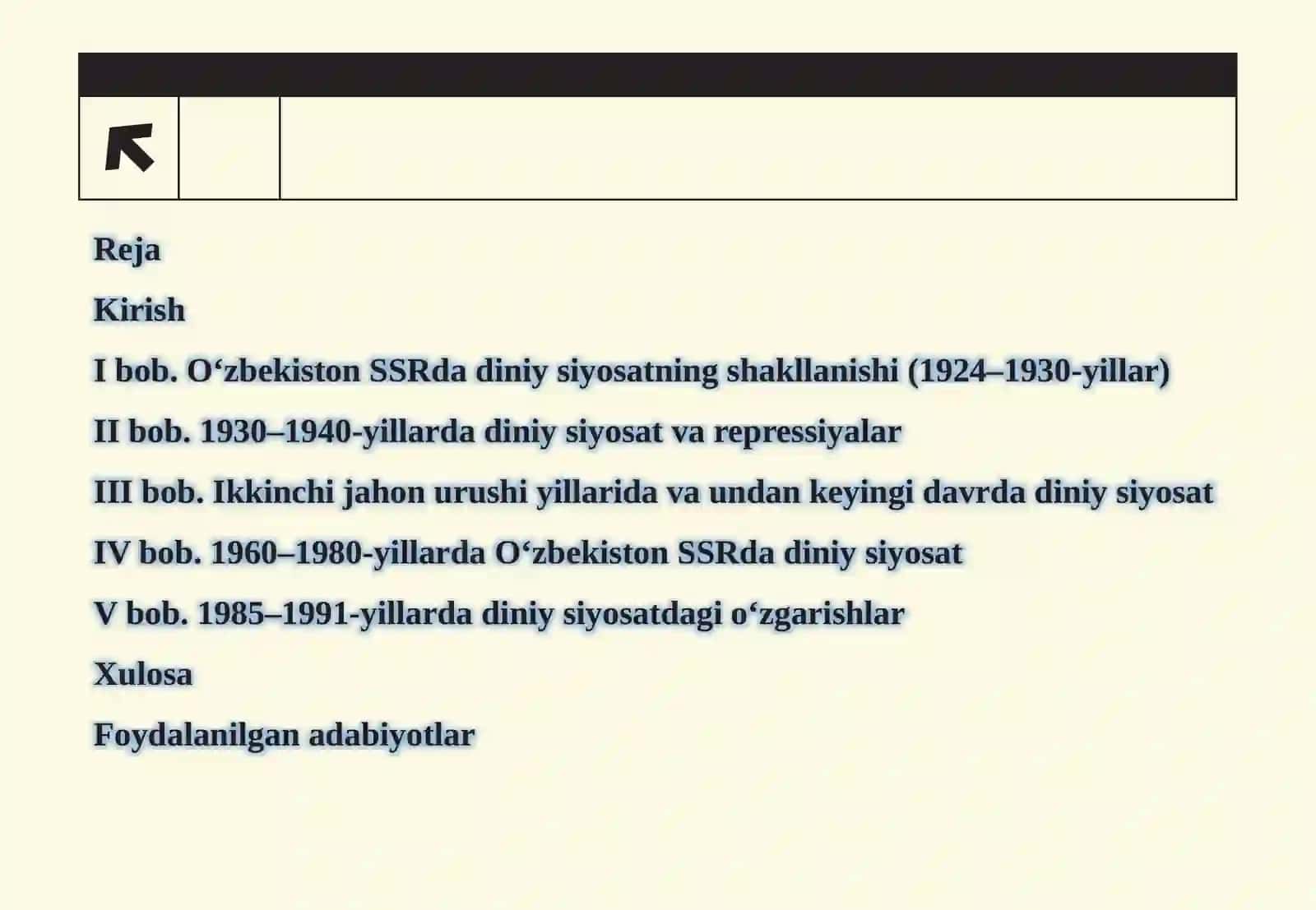 O‘ZBEKISTON SSRDA DINIYSIYOSAT (1924–1991-YILLAR) 2