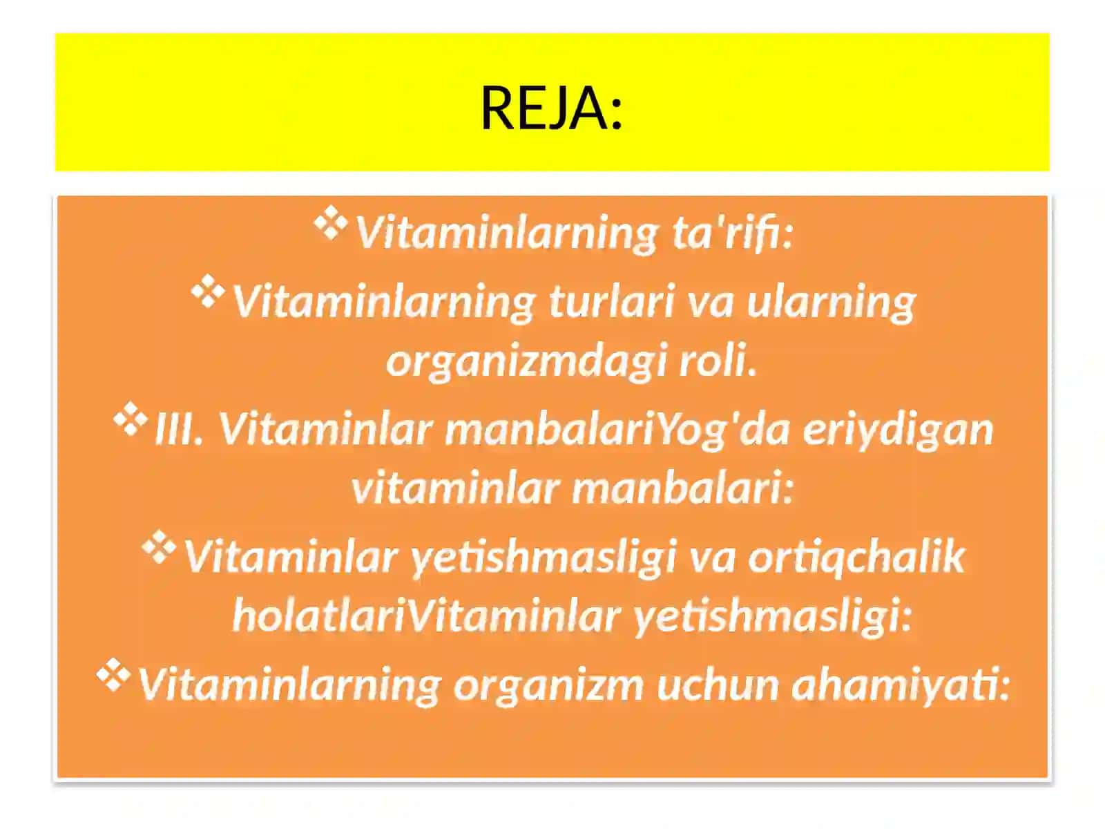 Vitaminlar ta'rifi 2