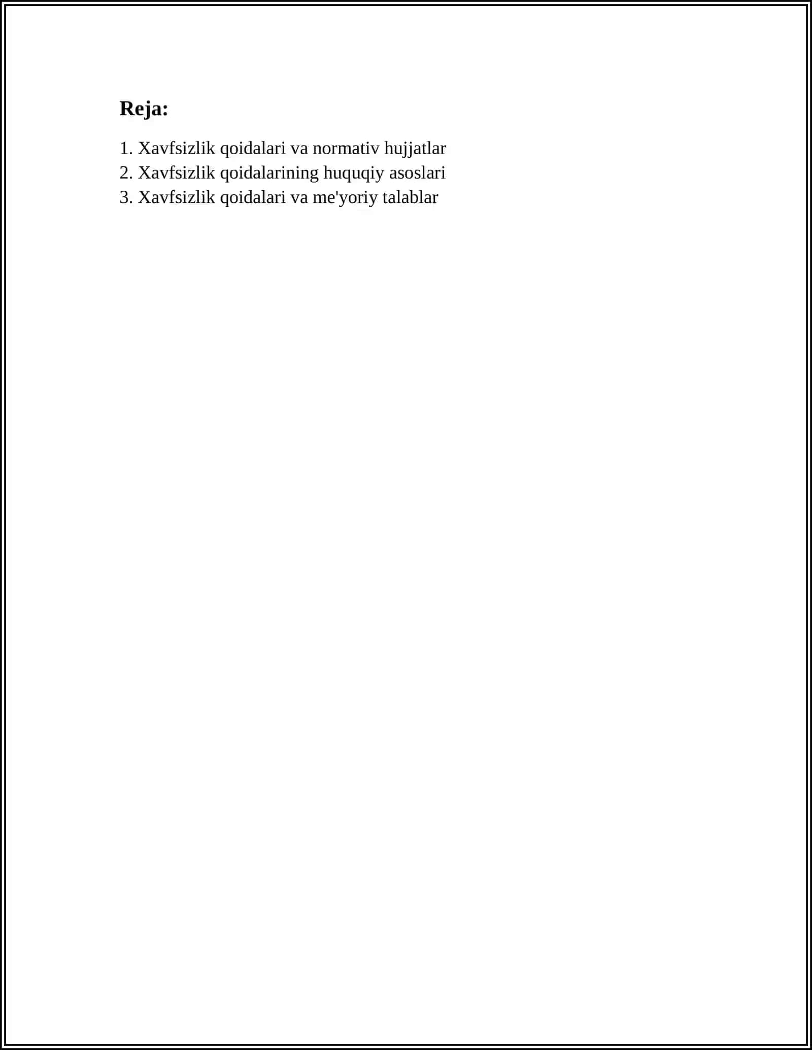 XAVFSIZLIK QOIDALARI NORMATIV BAZASI VA QO'LLANILISHI 2