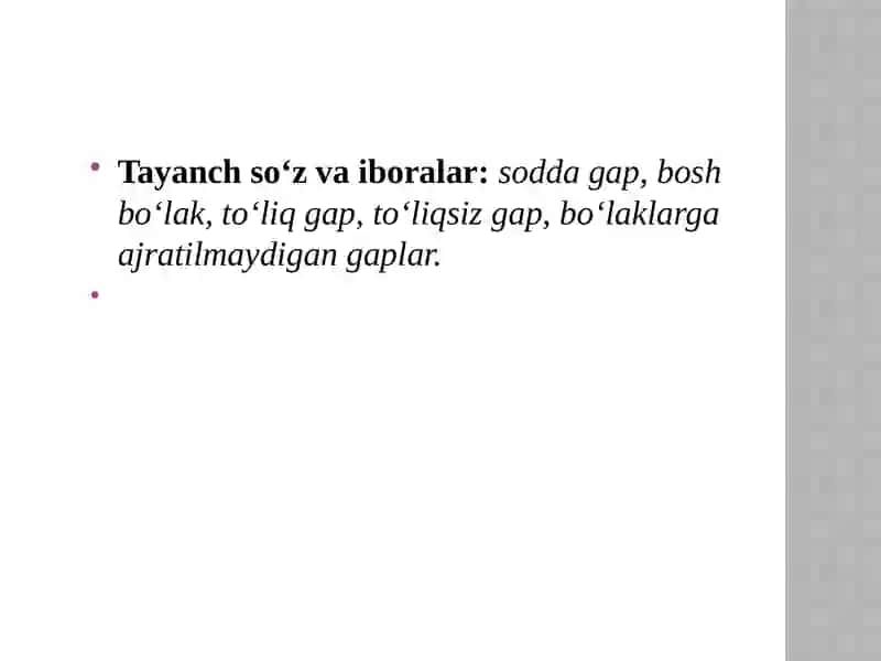 Sodda Gapning Ta'rifi va Tasnifi 2