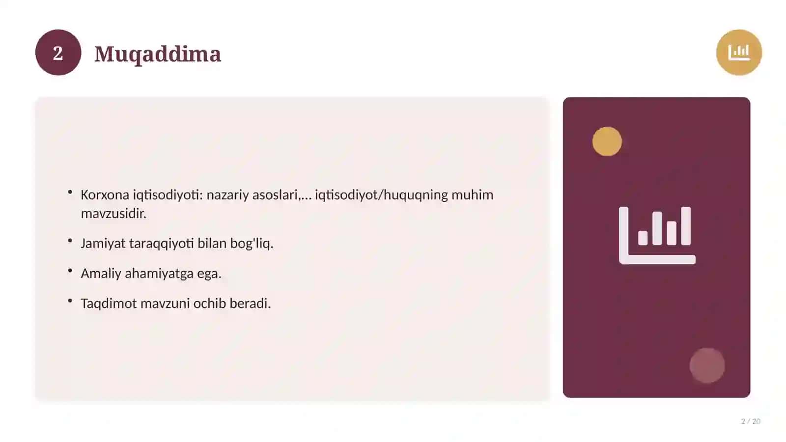 Korxona iqtisodiyoti: nazariy asoslari, integratsion yondashuvda (Magistrlik dissertatsiyasi mavzusi) 2