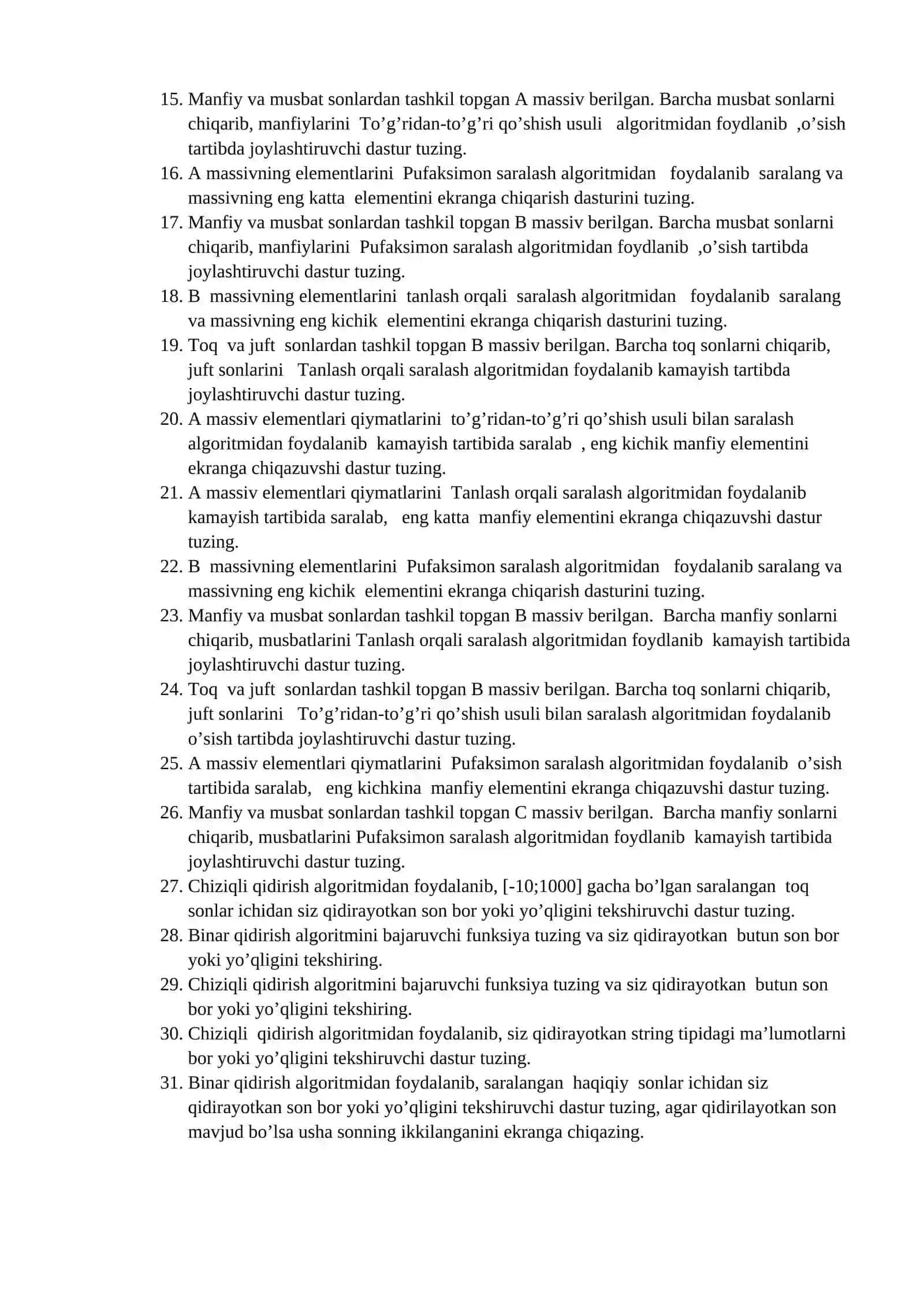 SARALASH ALGORITMLARI 2