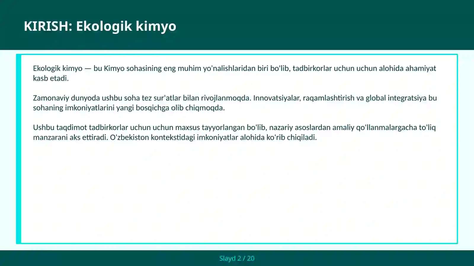 Ekologik kimyo 2