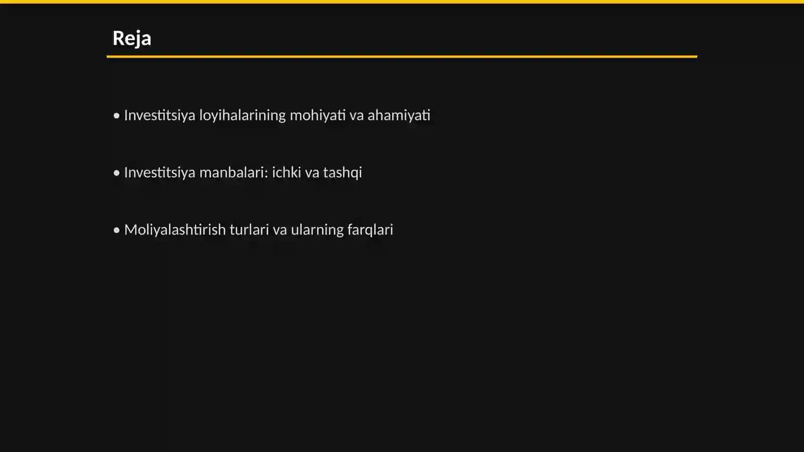 Investitsiya loyihalarini moliyalashtirish 2