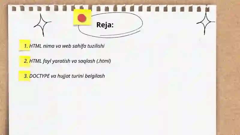 HTML fayllar yaratish 2