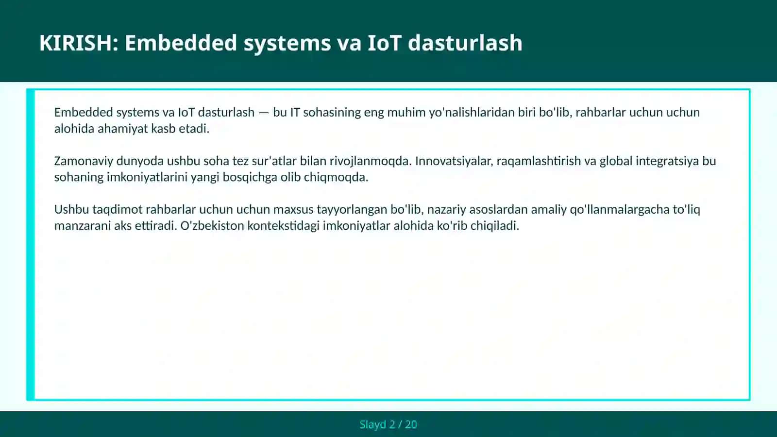 IOT DASTURLASH VA EMBEDDED SYSTEMS 2