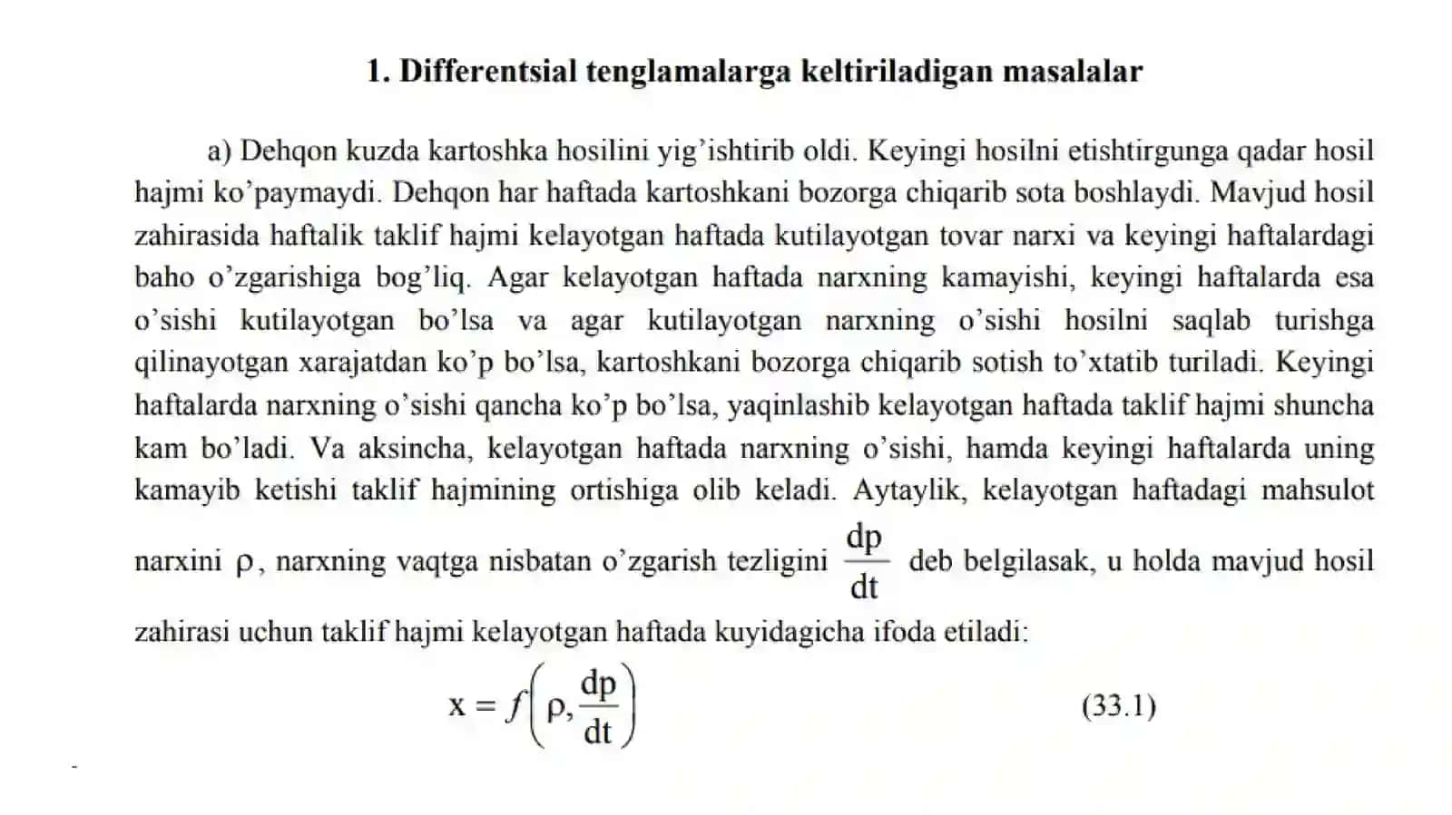 Differensial tenglama tushunchasi 2