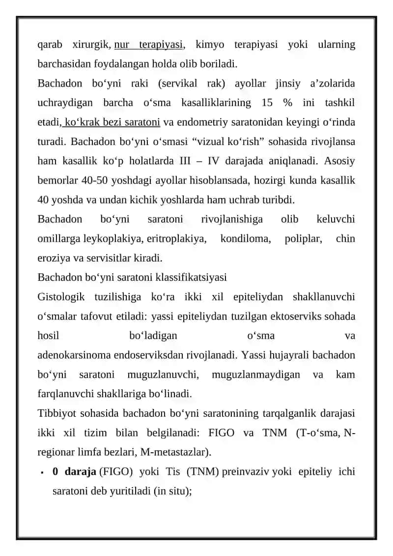 Bachadon boʻyni saratoni 2