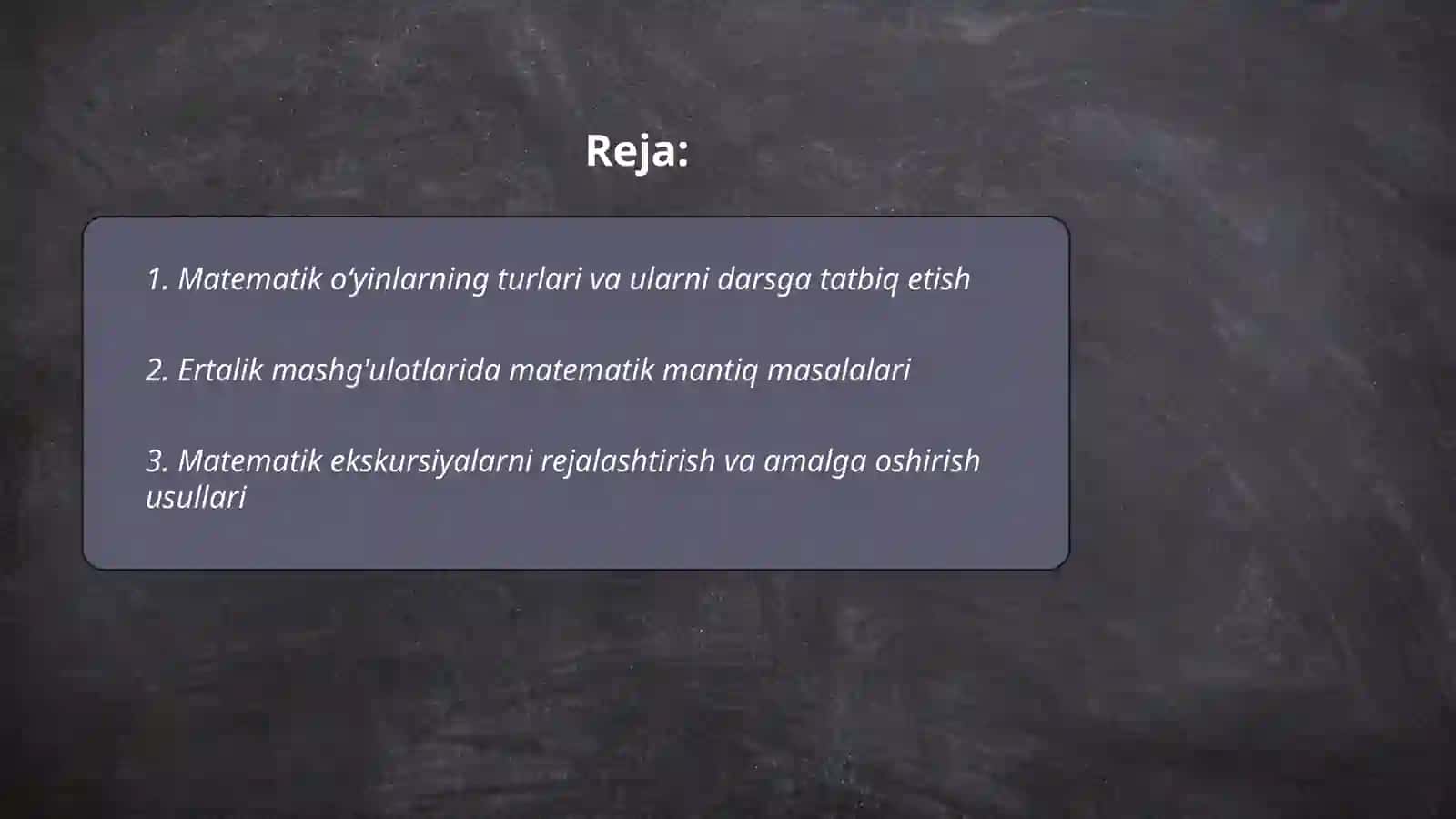Matematikadan ekskursiyalar, ertaliklar, oʻyinlar tayyorlash va oʻtkazish metodikasi 2