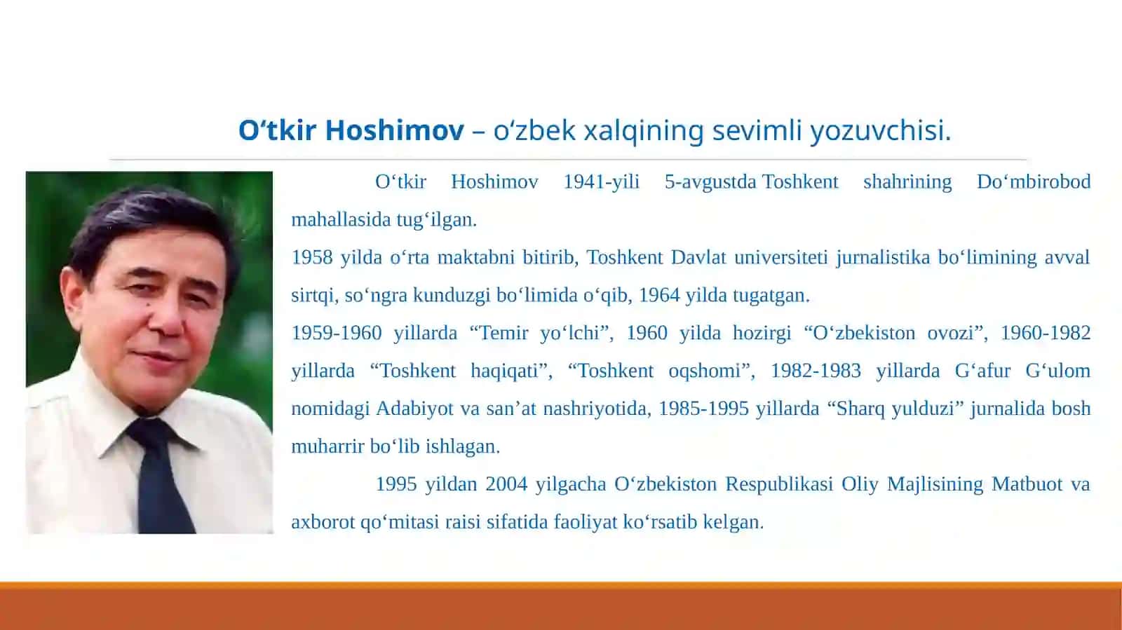 Dars Ishlanmasi O‘tkir Hoshimov mavzusida 2