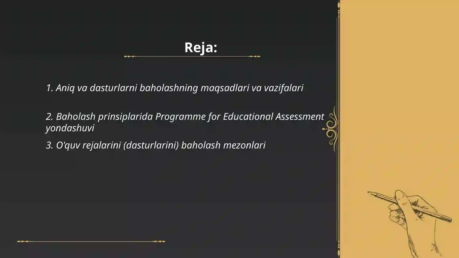 Aniq va dasturlarni baholash Programme for Educational Assessment 2