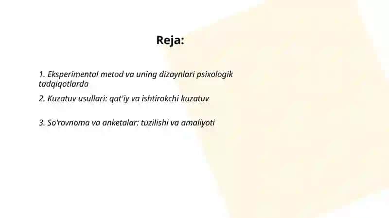 Psixologiya fanining ilmiy tadqiqot metodlari 2