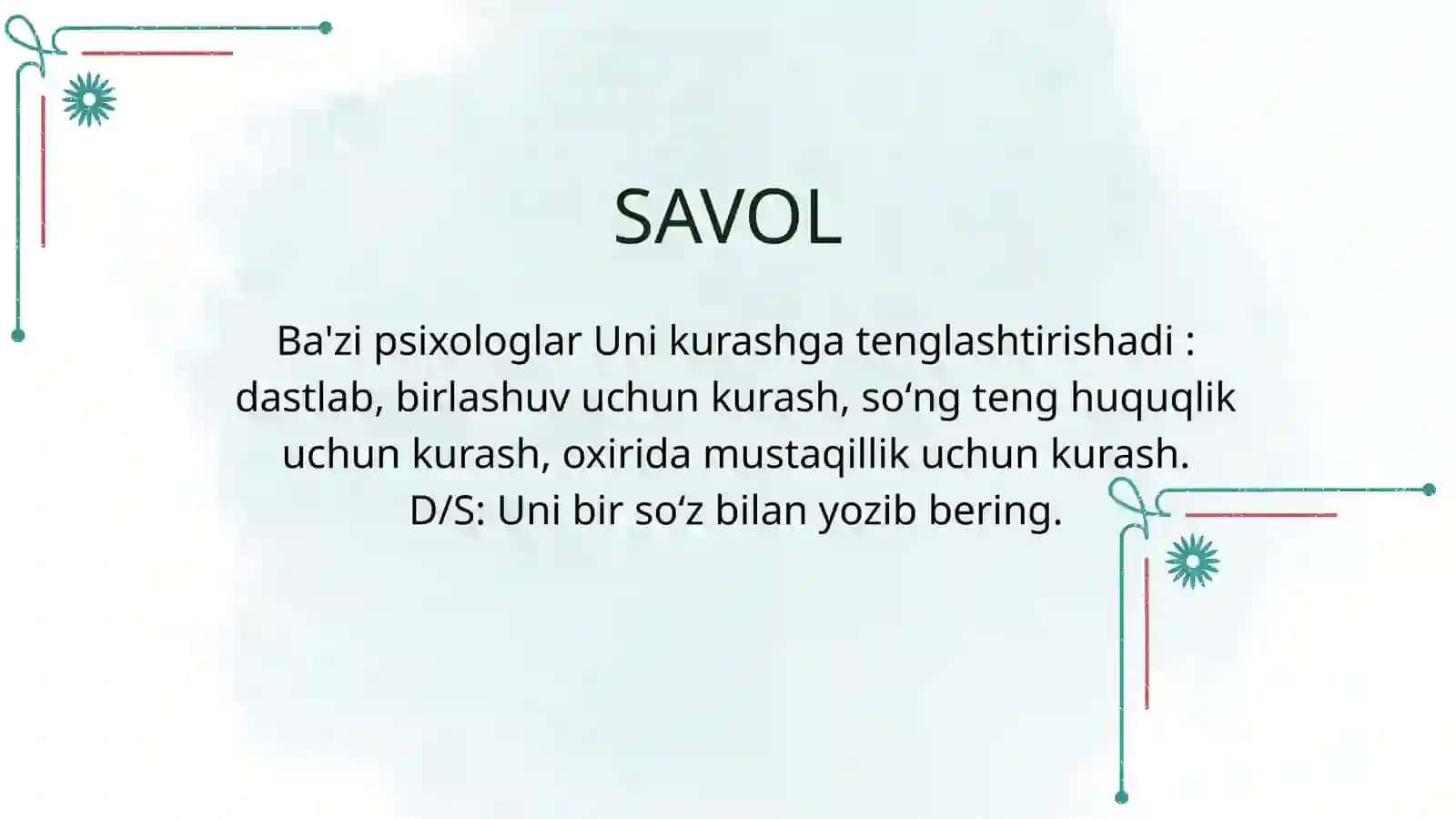 ZAKOVAT SAVOLLARI 2