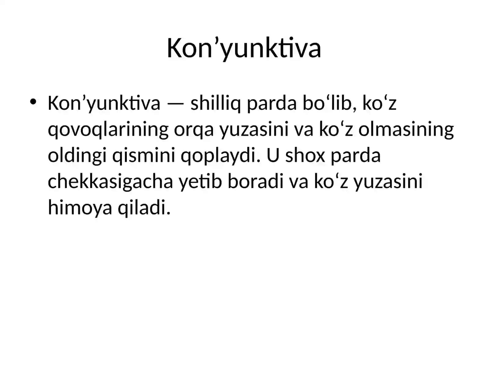 Kon’yunktiva va Shox parda Klinik anatomiyasi 2