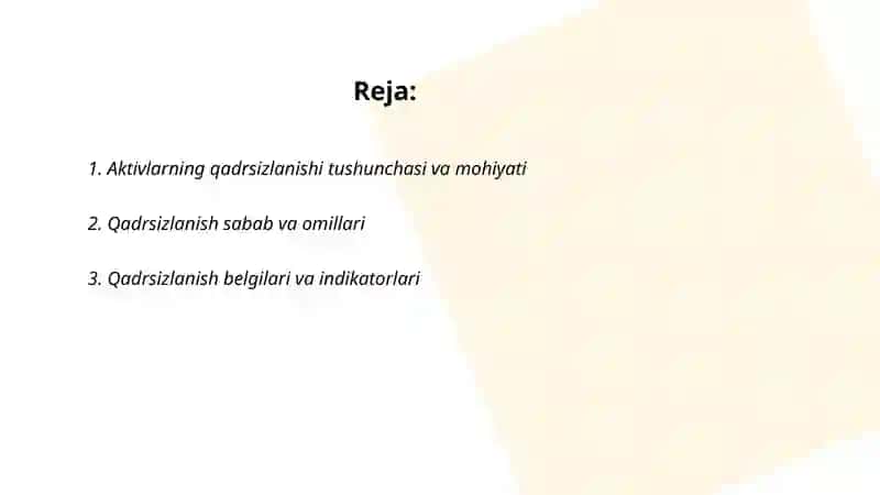 Aktivlarning qadirsizlanishi 2