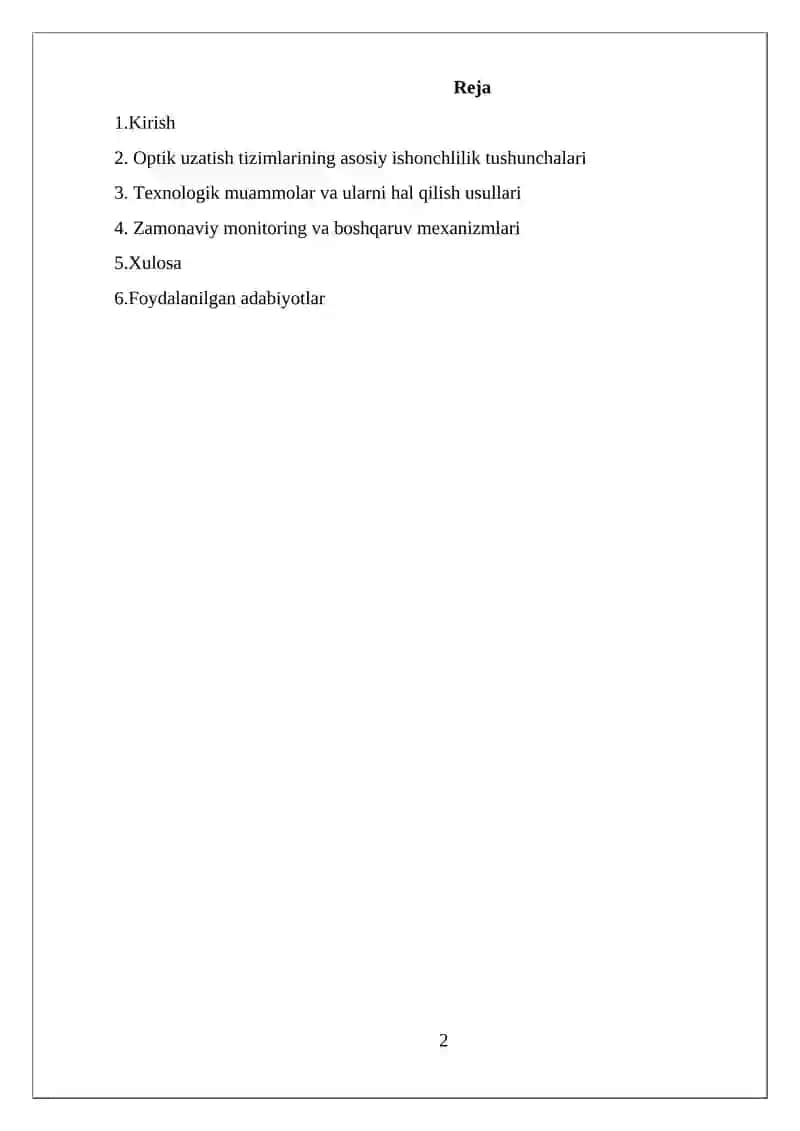 Optik aloqa tizimlari 2
