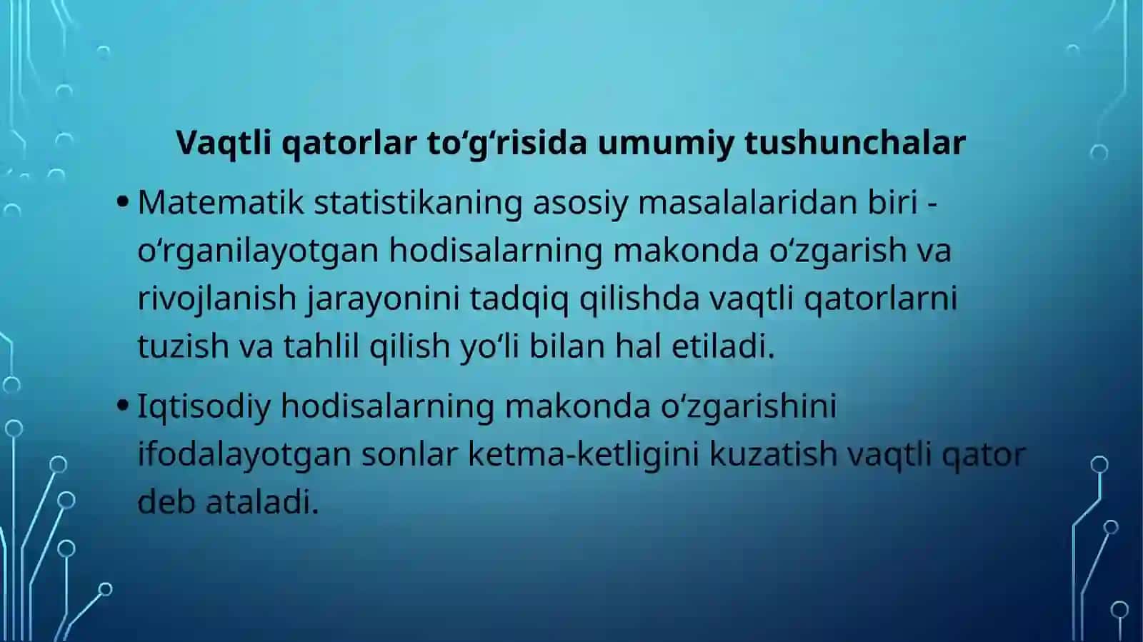 Vaqtli qatorlar 2