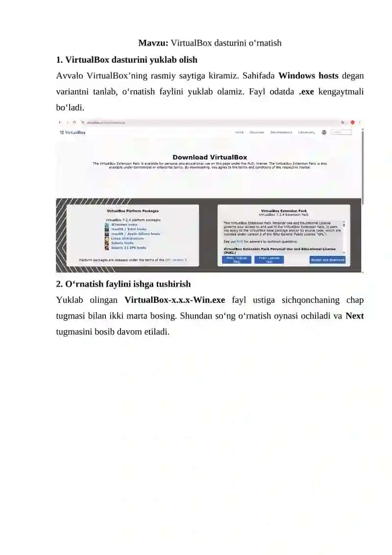 VirtualBox dasturini o‘rnatish 2