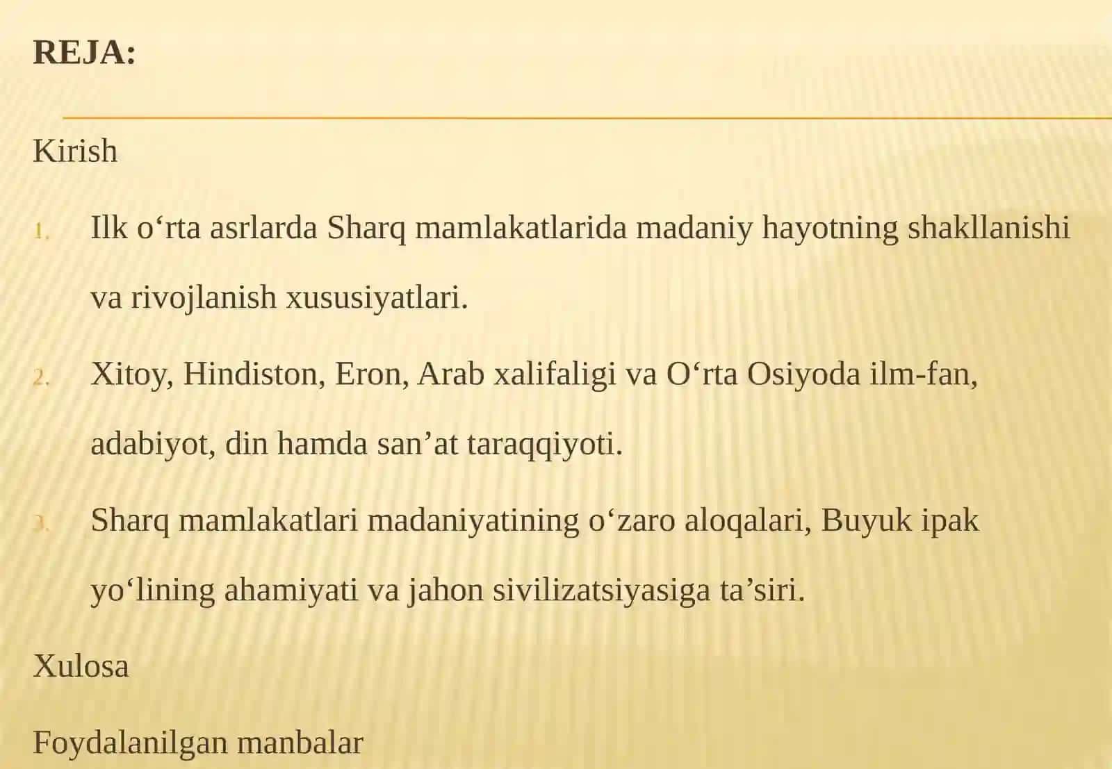 ILK O‘RTA ASRLARDA SHARQ MAMLAKATLARIDA MADANIY HAYOT 2