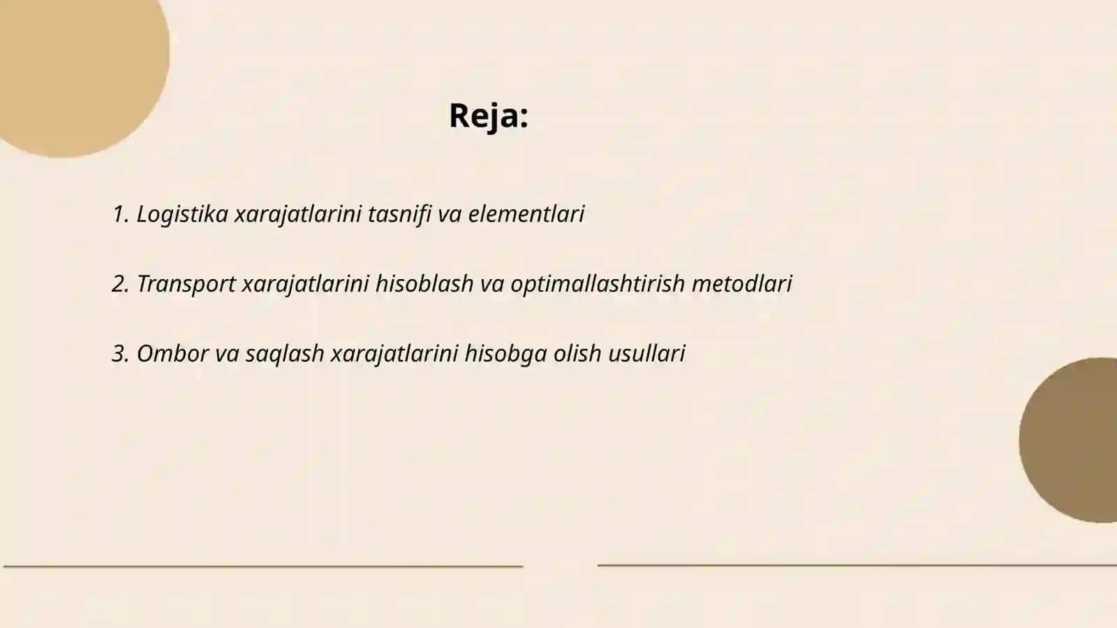 Logistik operatsiyalar va funksiyalarga qilinadigan harajatlar va ularning hisobi 2