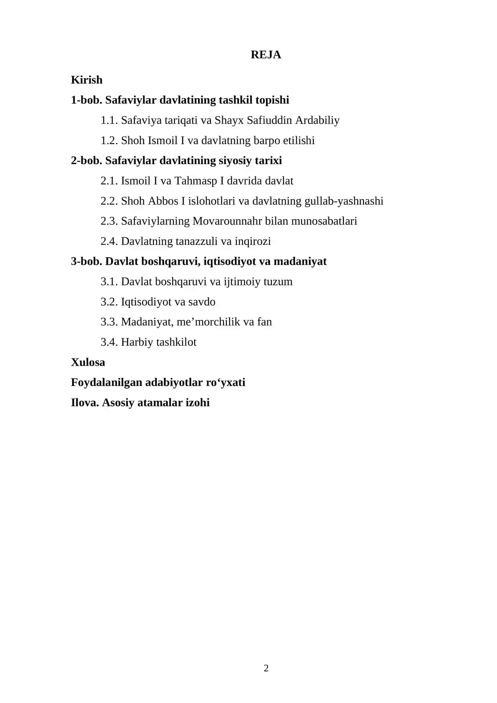 SAFAVIYLAR DAVLATI 2