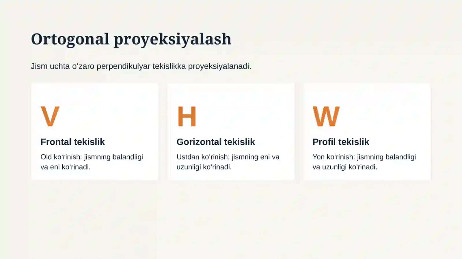 Geometrik jismlar proyeksiyalari 2