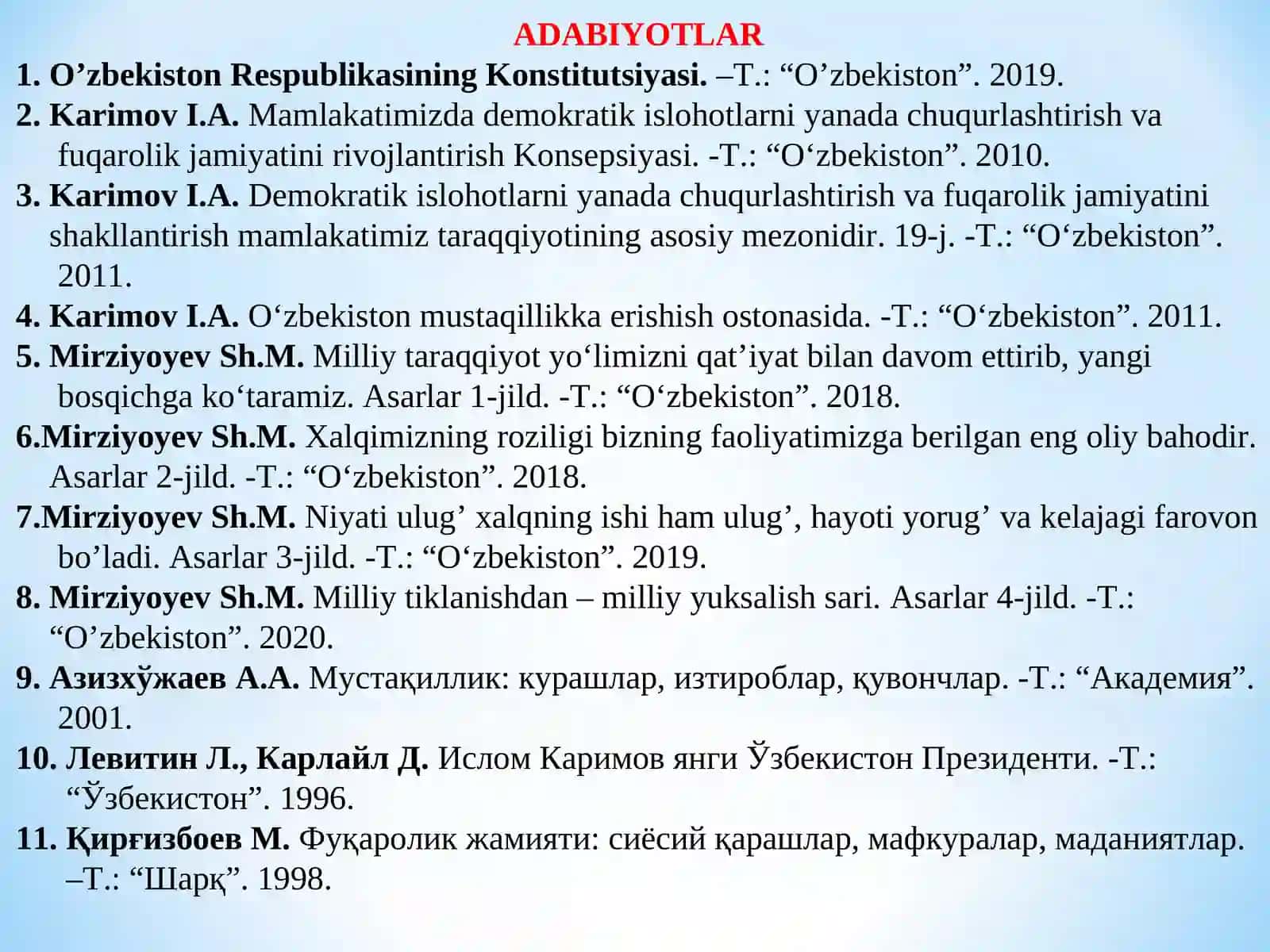 О‘ZBEKISTONDA HUQUQIY SIYOSIY ISLOHOTLARNING AMALGA OSHIRILISHI, DEMOKRATIK JAMIYATNI SHAKLLANTIRISH YО‘LIDAGI ISLOHOTLAR 2