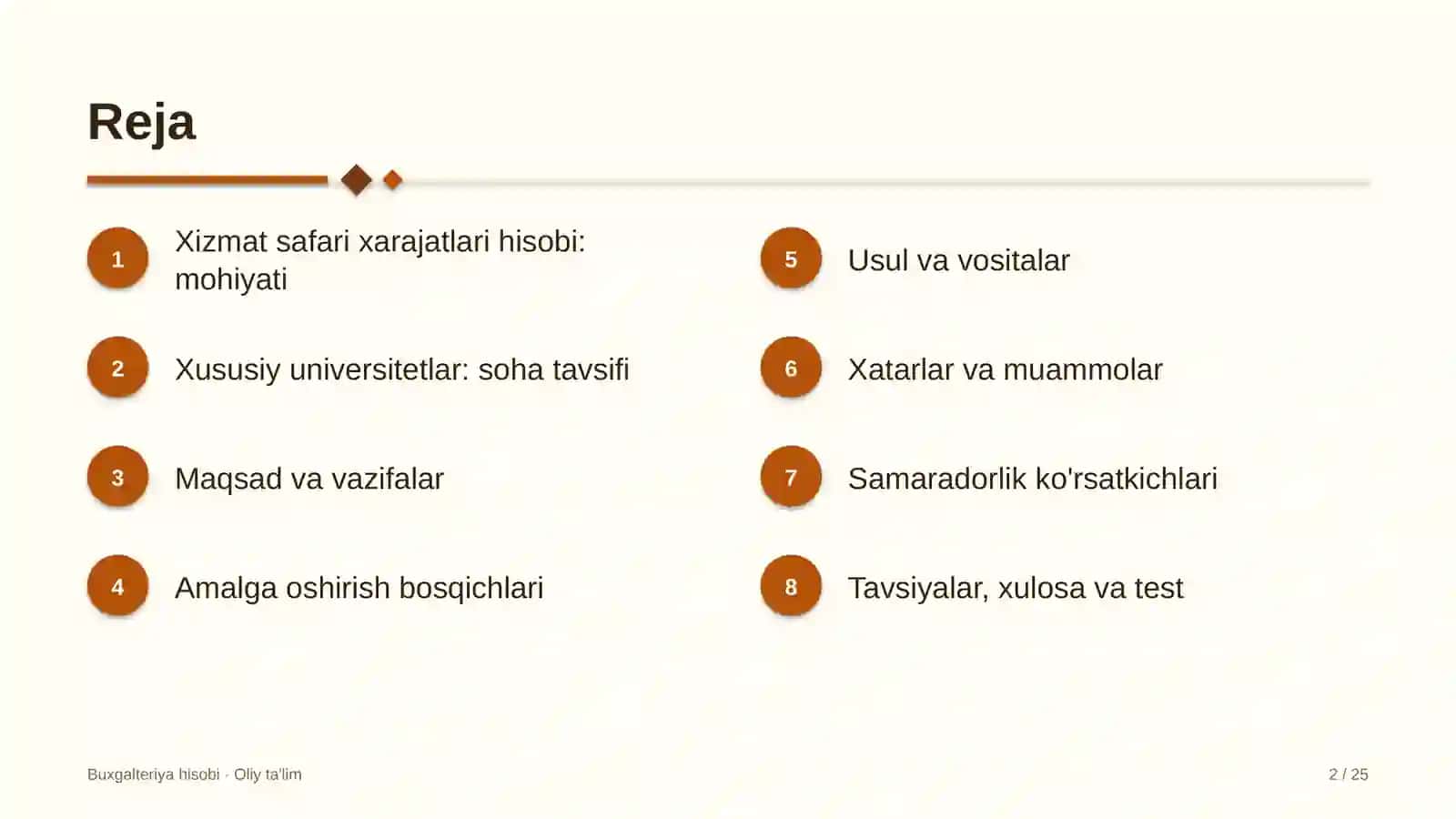 Xususiy universitetlarda xizmat safari xarajatlari hisobi 2