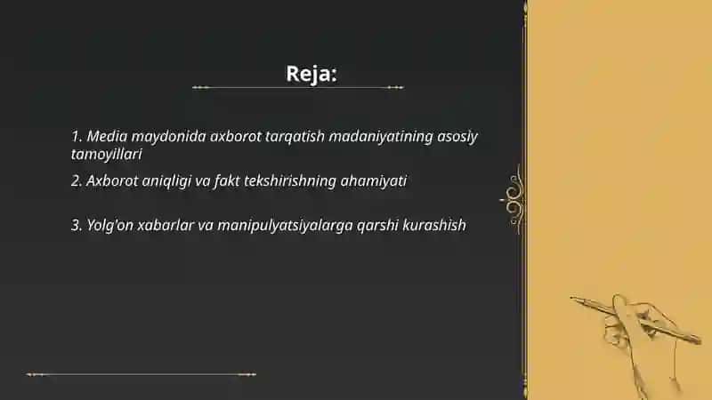 Media maydonda axborot tarqalish madaniyati haqida 2